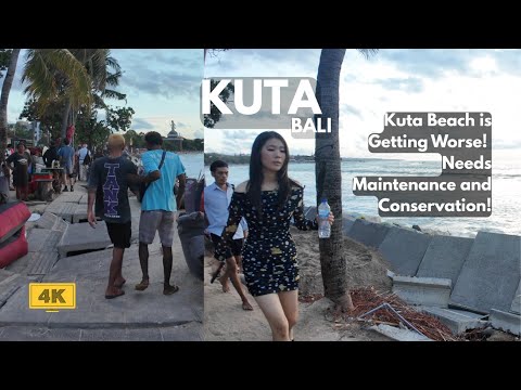 KUTA, Bali Sunset Walk Around Kuta Beach, Kartika Plaza St. & Discovery Mall | Bali Walking Tour 4K