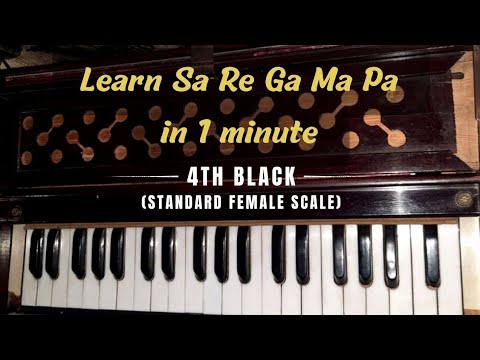 Learn to play Sa Re Ga Ma Pa |4th black | Harmonium Tutorial 1(a)| Female scale Harmonium lesson 1