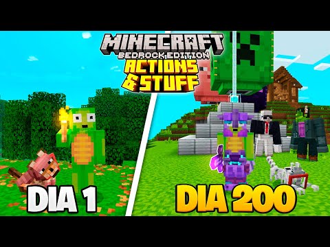 I survived 200 DAYS in MINECRAFT BEDROCK + Actions & Stuff