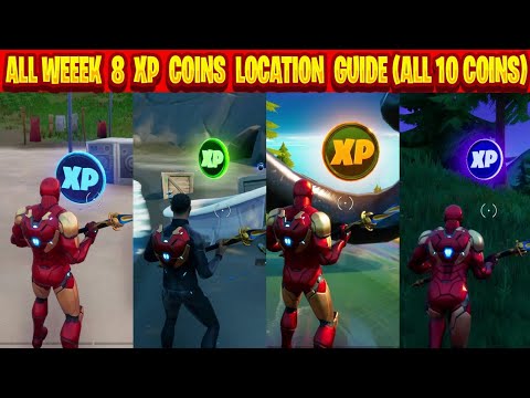 All Week 8 XP Coin Locations guide | all 10 coins | GOLD, PURPLE, BLUE, GREEN |