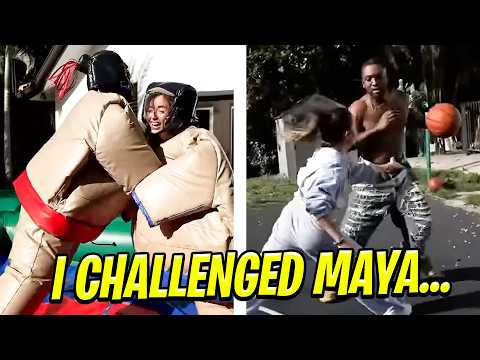 I CHALLENEGED MAYA IN SUMO AND BASKETBALL TO SETTLE IT ALL...