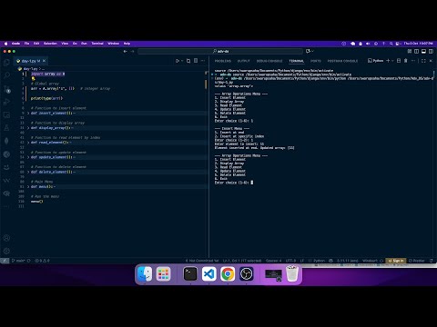 Array Crud Operations In Python Insert Display Read Update Delete With Menu Driven Program