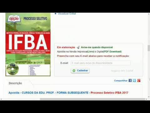 IFBA INSTITUTO FEDERAL BAHIA CONCURSO PÚBLICO 2017 GRUPO MATERIAL GRATUITO EDITAL APOSTILA