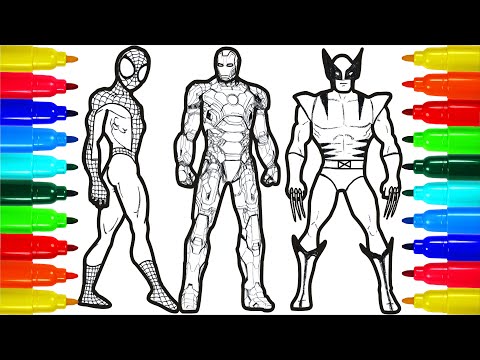 Heroes Spiderman Iron Man Thanos Wolverine Batman Thor  coloring pages