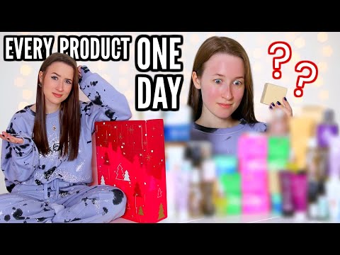I Used EVERY Product From An ADVENT CALENDAR In ONE DAY... + UNBOXING!