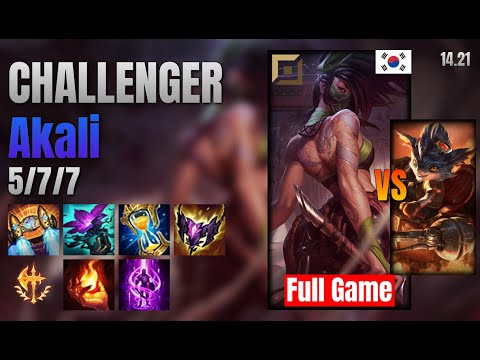 CHALLENGER Top Akali vs Rumble lol KR solo rank Full Game 14.21