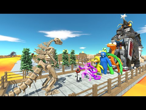 Godzilla Skeleton vs Rainbow Friends LAVA PYRAMID DEATH RUN - Animal Revolt Battle Simulator