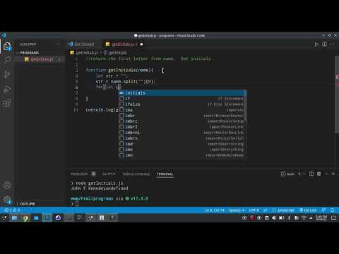Javascript Program To Get Initials From A Name Javascript Interview Questions