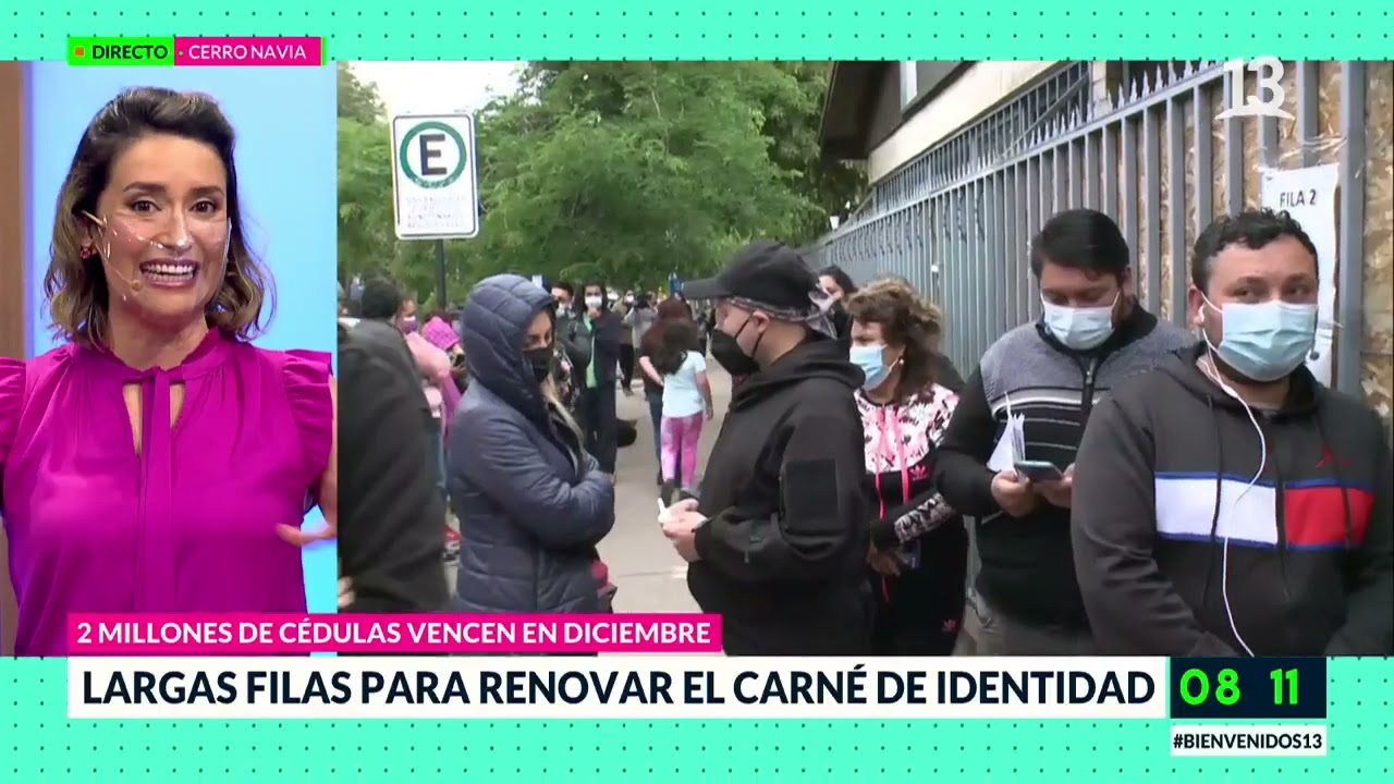Largas filas en Registro Civil para renovar carnet de identidad. Bienvenidos, 2021.