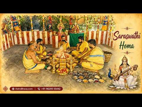 A homa being performed at AstroBhava's Yagna Ashram, from a live telecast