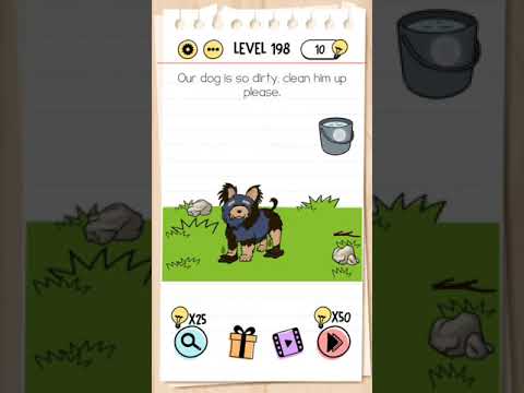 Brain test level 198 Our dog is so dirty, clean him up please