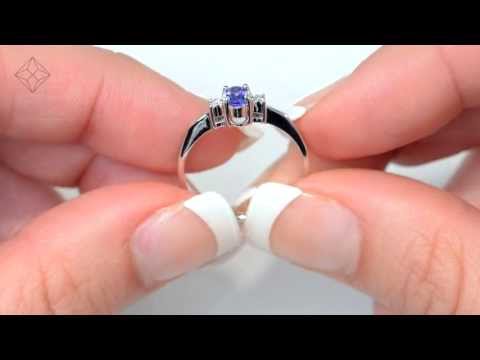 Tanzanite 5mm And Diamond 9K White Gold Ring - E5724