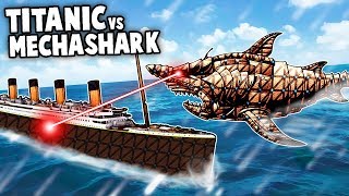 Mega Mecha Shark Attack Vs Titanic Forts Modded Gameplay Shark Vs Boat Free Online Games - hobbykidstv roblox shark bite