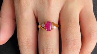 Nhẫn Nữ Đá Ruby Tự Nhiên Yên Bái Đỏ Tươi May Mắn Vàng 10k Đã Kiểm Định
