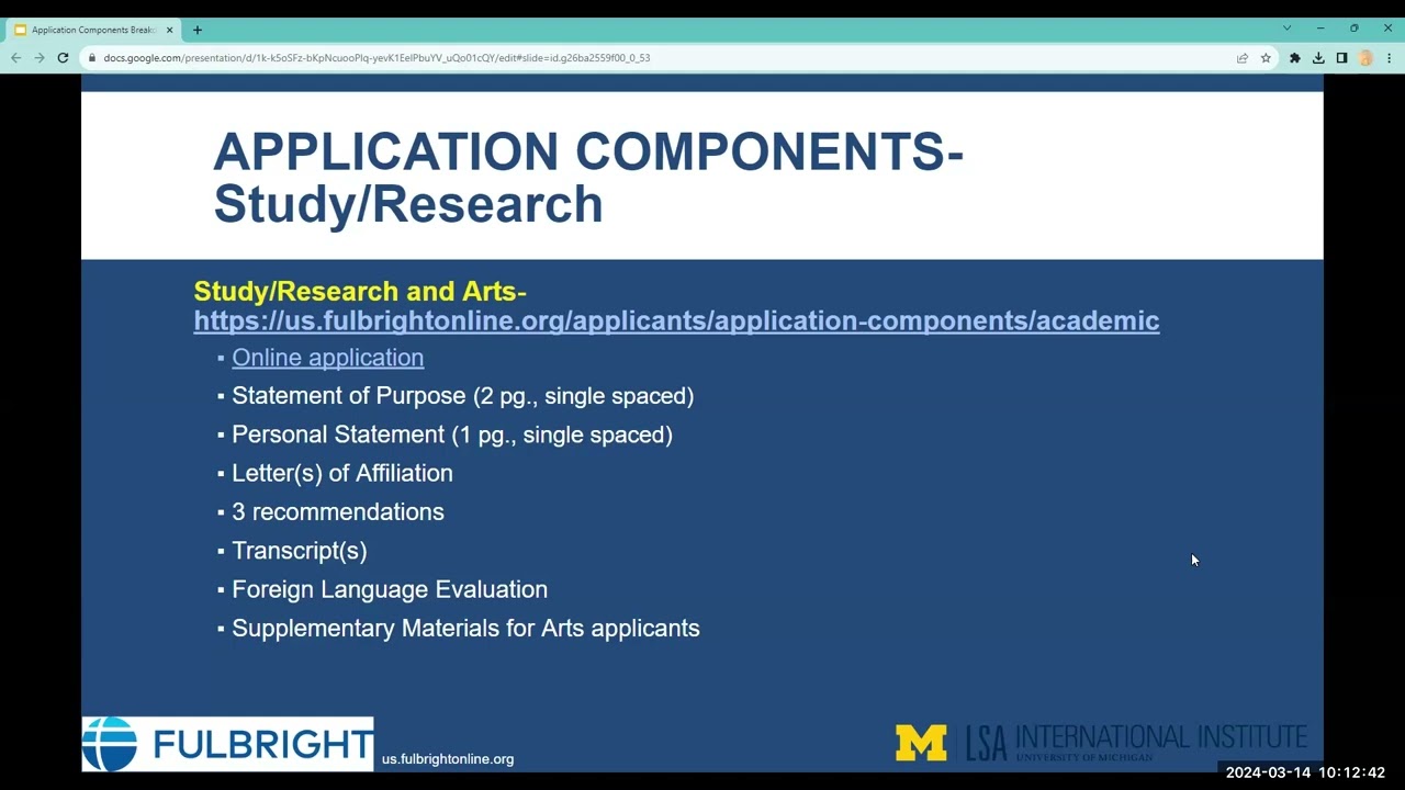 Fulbright U.S. Student Program Application Components Breakdown