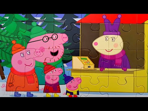 Семья Свинки Пеппы идёт на ледовый каток - собираем пазл для детей Peppa Pig | Merry Nika