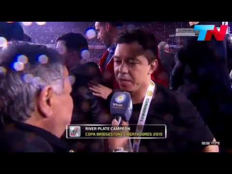Casi llorando: El festejo de Marcelo Gallardo tras ganar la Copa Libertadores 2015