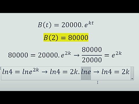 Função exponencial com aplicação de logaritmos naturais lne | Biólogos observaram num estudo que ...