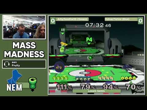 Mass Madness 43 SSBM - Arty/bonfire10 (Green) vs. Kalvar/Tartox (Blue) - Melee Doubles LF