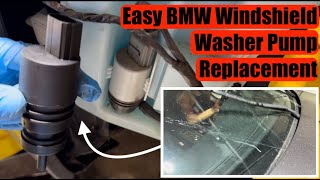 BMW Windshield Washer Pump Replacement.  Easy, But You Do Need to Jack Car and Remove Wheel