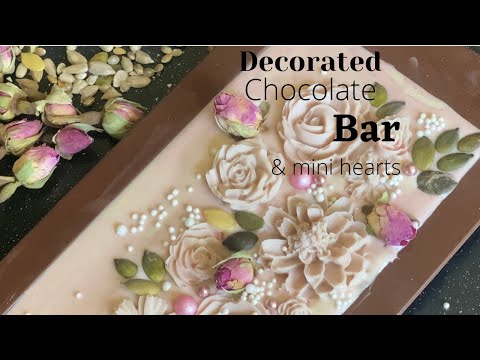 Designer Chocolate Slabs How to make | Decorated with mini chocolate flowers 