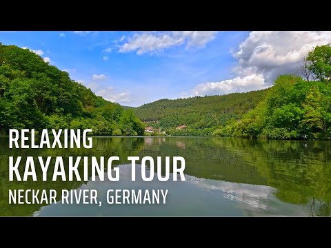 4K River Kayaking with Relaxing Nature Sounds | Neckar River (Eberbach - Hirschhorn)
