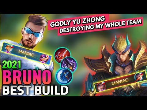 Godly Yu Zhong Destroying My Whole Team | Bruno Best Build 2021 | Top 1 Global Bruno Build -MLBB