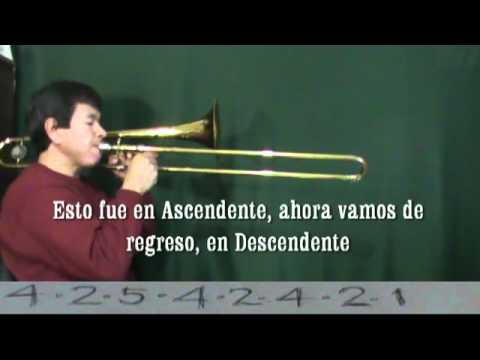 ESCALA DE RE en TROMBON de VARA (Notas y Posiciones)