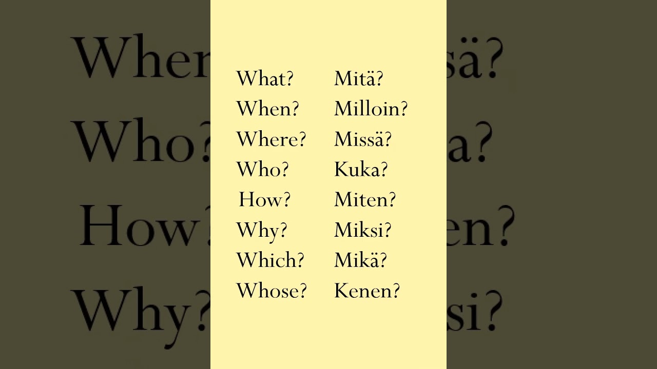 Learn question words in Finnish