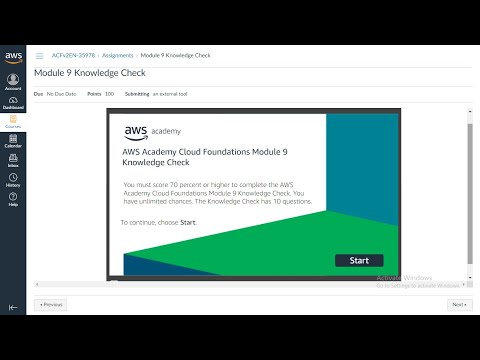 Module 9 Knowledge Check | AWS Academy Cloud Foundation | Cloud Architecture