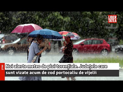 Noi alerte meteo de ploi torențiale. Județele care sunt vizate acum de cod portocaliu de vijelii