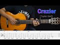 Crazier - Taylor Swift - Fingerstyle Guitar Tutorial TAB + Chords + Lyrics