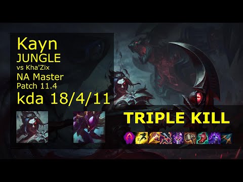 Kayn vs Kha'Zix Jungle - NA Master 18/4/11 Patch 11.4 Gameplay