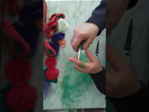 Crocheted mesh scrubbies