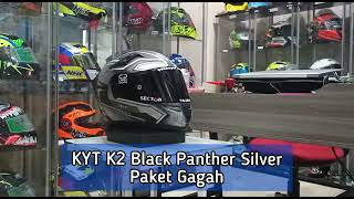 Download lagu helm KYT K2 Rider Black Panther Black matt Silver | paket ganteng visor darksmoke spoiler 3D dof mp3