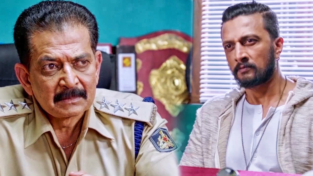 सुदीप इस पुलिस वाले को सबूत दे रहा है | Hebbuli फिल्म का बेह?