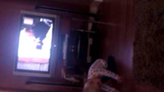 Aaron dancing to sticky kids