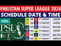 PSL 2024 Schedule PSL 2024 Schedule Time Table Pakistan Super League 2024 Schedule PSL Schedule