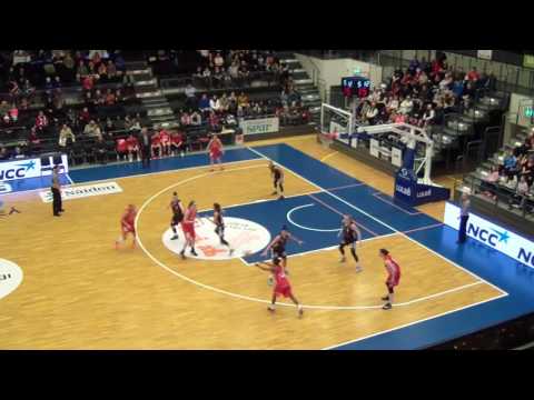 Tiffany Brown, #23 red jersey - Lulea Basket vs Sallen Basket