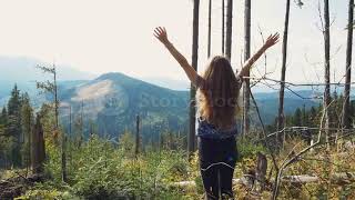 Download Girl Walking Alone Green Background Royalty Free Stock Video Clips 3