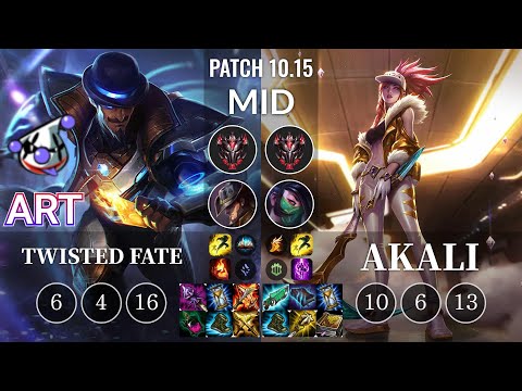 RJ Art Twisted Fate vs Akali Mid - KR Patch 10.15