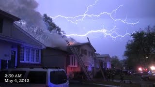 preview picture of video 'Duplex House Fire After Apparent Lightning Strike on Drury Lane, Arlington Heights'