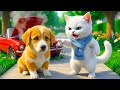 Mama Cat And Kitten Catch A Bad Dog In A Car AI Cats Story