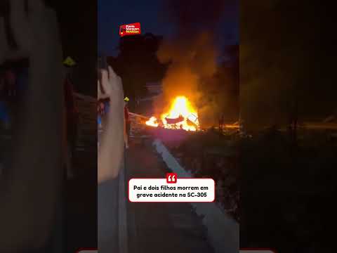 Pai e dois filhos morrem em grave acidente na SC-305