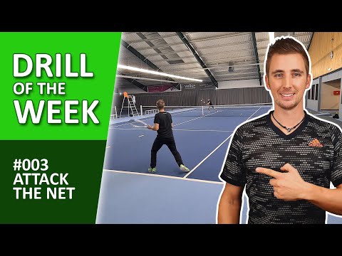 "Attack the Net" - Tennis Drill To Practice "First Volley" From T-Line - #003 Drill of the Week