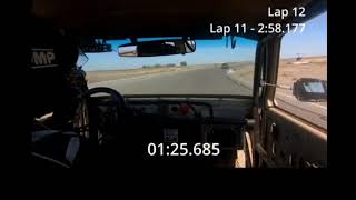 Lap of Buttonwillow Lemons 2024 race on garbage tires.