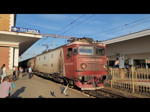 R3080 Cluj Napoca-Teius pleaca din statie de la linia 1 cu masina de 160km/h (nu atinge viteza asta)