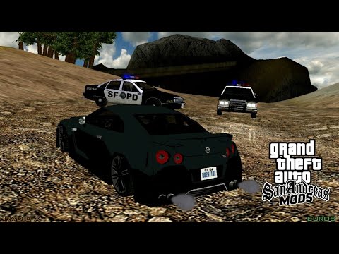 GTA SA ANDROID - A FUGA DA POLÍCIA INSANA COM O NISSAN GTR! (NO GTA SAN ANDREAS MOD)