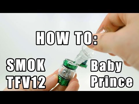 Part of a video titled How to: SMOK TFV12 Baby Prince Tank | Vaporleaf - YouTube