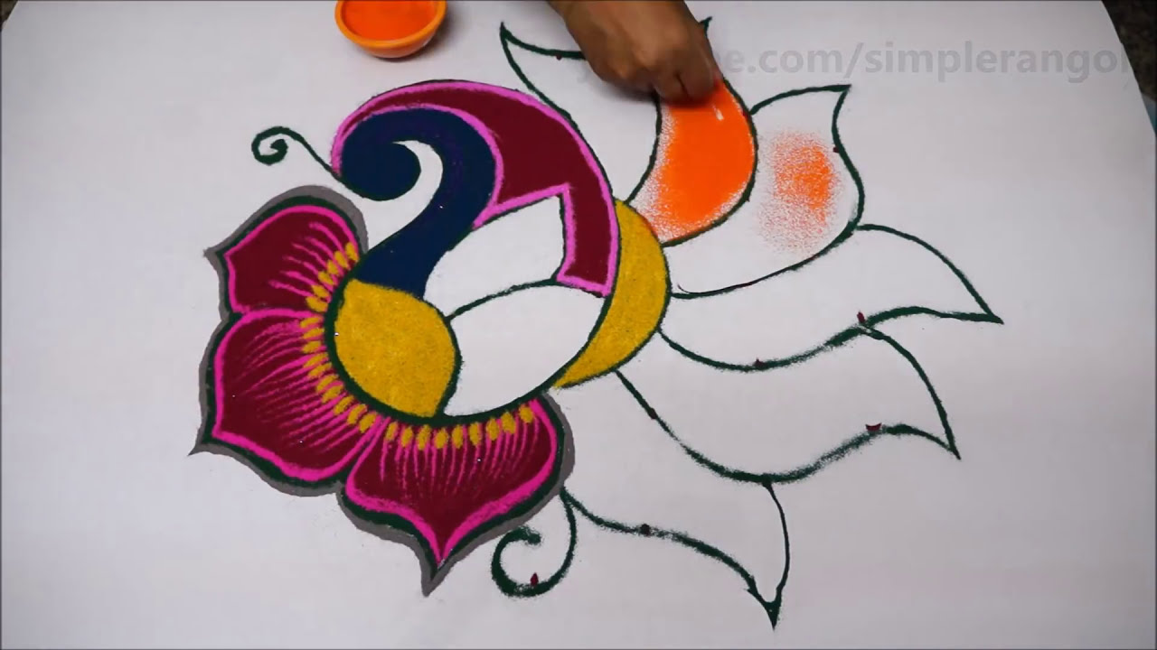 multicolor peacock rangoli design for special occasions